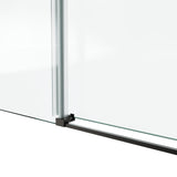 60*79"Fixed & Sliding Shower Door, Round Tube Hardware, Clear Glass Shower Door, 3/8 SGCC T3177P320604