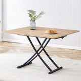 Modern minimalist multifunctional lift table with 0.8-inch MFC tabletop and black metal legs, can be W1151P149702