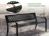 47in PVC Mesh Backrest Iron Bench Black 75056044
