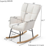 Rocking Chair Teddy Upholstered Glider Rocker Rocking Accent Chair Padded Seat with High Backrest W1117P220385