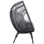 ZUN Patio PE Wicker Egg Chair Model 2 with Black Color Rattan Grey Cushion and Side Table 57693755