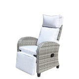 Outdoor Wicker Recliner Chair with Adjustable Backrest and Armrests,All Weather Conversation Chairs W209P292442