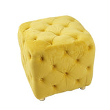 Yellow Modern Velvet Upholstered Ottoman, Exquisite Small End Table, Soft Foot Stool,Dressing Makeup W1170103516