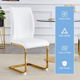 Luxury Simple Arch Chair - Set of 4 White PU Material High Resilience Dining Chair with Arched Metal W1151P154873