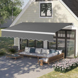12*10FT gray retractable awning aluminum alloy bracket polyester cloth retractable 06243448
