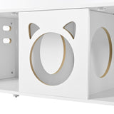 Furniture Style Cat Cabinet Cream white Cat litter box With Sisal scratching door Cat friendly N843P252373C