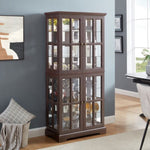 ZUN Curio Display Cabinet,Antique Display Cabinet with Glass Doors Adjustable Shelves for Collectibles W2275P231688