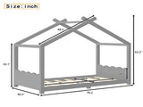 Twin House Floor Bed with Support Slats, Solid Wood House Bed Frame for Kids, No Box Spring Needed W1580P387838
