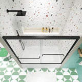 Bathtub Bypass shower door, sliding door, with 1/4" tempered glass and Matted black finish W2122131039