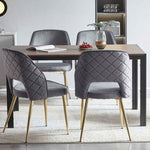 ZUN Gray Velvet Dining Chairs with Metal Legs and Hollow Back Upholstered Dining Chairs Set of 4 W1516P154995