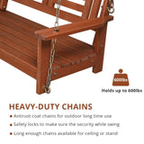 112*53*52cm 500lbs With Chain Double Wooden Swing Reddish Brown 97242072