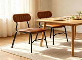 Set of 2 Armless Modern PU Leather Dining Chairs with Ergonomic Inclined Backrest, Rivet Decor Heavy 95747344