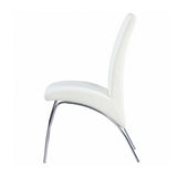 Set of 2 Padded Leatherette Side Chairs in White and Chrome B016P156850