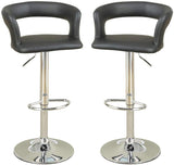 Bar Stool Counter Height Chairs Set of 2 Adjustable Height Kitchen Island Stools Black PVC / Faux HS00F1555-ID-AHD
