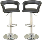 ZUN Bar Stool Counter Height Chairs Set of 2 Adjustable Height Kitchen Island Stools Black PVC / Faux HS00F1555-ID-AHD