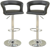 ZUN Bar Stool Counter Height Chairs Set of 2 Adjustable Height Kitchen Island Stools Black PVC / Faux HS00F1555-ID-AHD