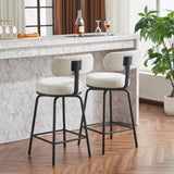 Modern Swivel Bar Stools Set of 2, Boucle Upholstered Counter Height Bar Chairs with Metal Legs & W1901P264272