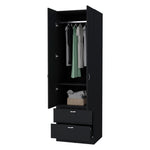 ZUN Black 2-Door 2-Drawer Wardrobe B062P205245