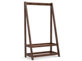 100% Solid Rubber Wood Freestanding Coat Rack, A-Frame Stable Garment Hanger with 3 Hooks & 2 56123368
