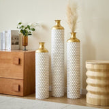 Floor metal vase modern style decoration droplet shaped white metal vase 3-piece set gorgeous W2796P290480