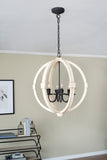 6 - Light Wood Chandelier, Hanging Light Fixture with Adjustable Chain for Kitchen Dining Room Foyer W2078138916