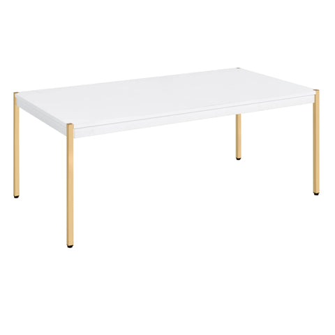 ZUN White and Gold Rectangle Coffee Table B062P181416