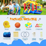 ZUN 8 in 1 Inflatable Bounce House with Blower Basketball Hoop Ocean Balls Ring-toss Game Target and W1677P204584