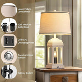 Table Lamp for Living Room, Farmhouse Set of 2 with USB AC and Nightlight, 26" Rustic Bedside W3355P323263