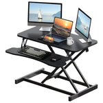 ZUN 32 Inch Desk Converter, Height Adjustable Sit to Stand Riser, Dual Monitor and Laptop Workstation 74924581