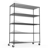 ZUN 5 Tier 7500lbs Heavy Duty Adjustable Storage Rack Metal Shelf Wire Shelving Unit with Wheels & Shelf W155083059