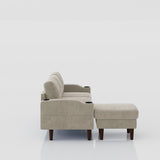 Convertible Combination Sofa Sofa L-Shaped Sofa with Footstools with Storage, Beige Sofa for Living W2012126501