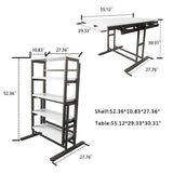 Solid Mahogany Wood Multifunction Convertible Dining Table,Free Switch Space Saving Table Shelf for W760123752