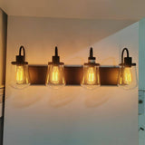 ZUN Indoor Modern Bedroom Wall Lamp In Matte Black, Iron Clear Glass Shade,4-Lights E26 Bulb Bathroom W2877P216915