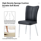 Modern minimalist dining chairs, black PU leather curved backrest and seat cushions, electroplated W1512P356180