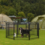 ZUN Dog Playpen Indoor 32 inch 8 Panels Metal Dog Pen Pet Dog Fence Outdoor Exercise Pen with Doors, W368P234000