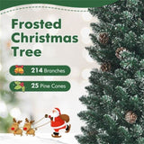 5FT Green Artificial Christmas Tree - 214 Lush Tips, 25 Realistic Pine Cones, Foldable Metal Stand 97114349