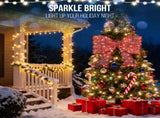 Pre-lit Outdoor Giant Bowknot Christmas Decoration, Lighted Metal Frame with 124 Warm White LED 60315865