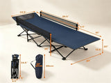 Navy No-Assembly Portable Toddler Camping Bed, Elevated Foldable Kids Sleepover Cot with Anti-Roll 43356636