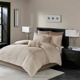 8 Piece Embroidered Comforter Set Natural Cal King B03597013