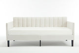 Elena Twin Size Ivory Boucle Upholstered Daybed, Ribbed Tufted Backrest, Daybed in Lavish Modern B083P163439