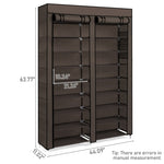 ZUN FCH Double Row 10-Tier Non-Woven Fabric Shoe Cabinet with Iron Pipes and Plastic Components, Brown 47364697