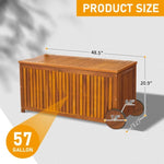 ZUN 57 Gallon Outdoor Wood Storage Container with 2 Wheels, 2 in 1 Mutifunctional Garden Storage Bench 33551199