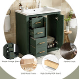 30'' Bathroom with Ceramic Sink Combo,Solid Wood Frame Bathroom Storage Cabinet, Freestanding N710P191970F