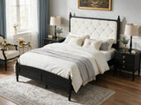 Queen Size Easy Assembly Upholstered Platform Bed Frame with Soft Padded Headboard, Sturdy W636P535151