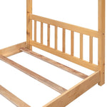 ZUN Twin Size House Platform Bed with Headboard and Footboard,Roof Design,Natural 13900448