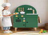 Green Wooden Kids Play Kitchen with Interactive Stove & Sink, ASTM/CPSIA Compliant Pretend Cooking 44536744