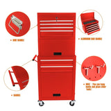 ZUN High Capacity Rolling Tool Chest with Wheels and Drawers, 6-Drawer Tool Storage Cabinet--RED 21764818