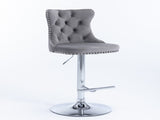 Furniture,Swivel Velvet Barstools Adjusatble Seat Height from 25-33 Inch, Modern Upholstered Chrome 49197082