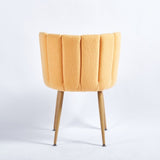 Modern YELLOW dining chair with iron tube wood color legs, shorthair cushions and W23461123