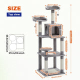 ZUN 63'' Multi-Level Cat Tree Cat Tower for Indoor Cats with Sisal-Covered Scratching Post, Cozy Cat 70889135